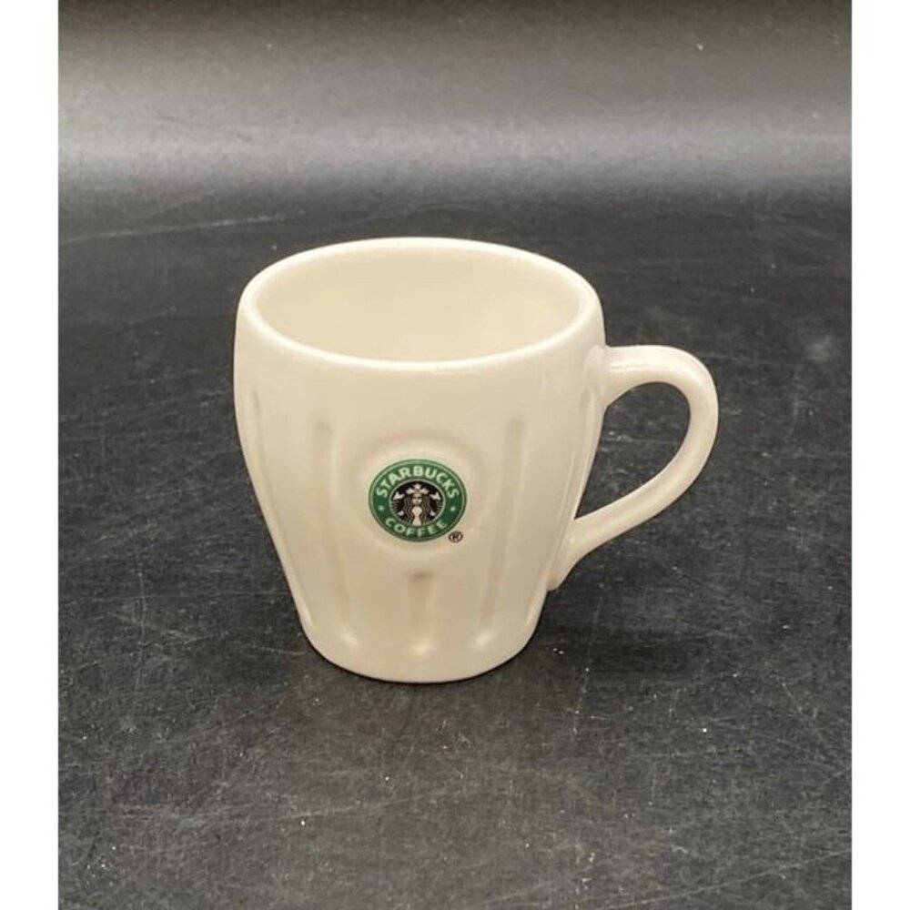 Mini Starbucks 2003 Barista Mermaid Pleated Logo Ceramic 2” Demitasse Coffee Mug